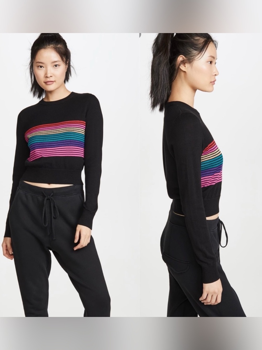 NWOT Spiritual Gangster Nikki Rainbow Crop Sweater - Picture 11 of 14